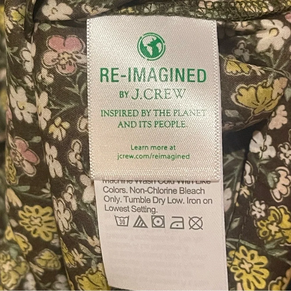 J.Crew Ruffle Featherweight Satin Scoop Neck Top in Floral Stripe‎ Cottagecore M
